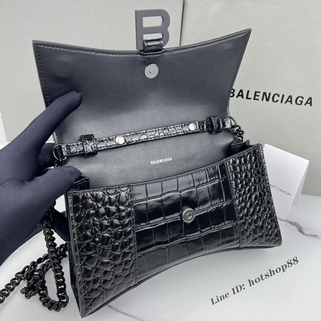 Balenciaga專櫃爆款鱷魚紋牛皮女包鏈條包 巴黎世家經典沙漏鏈條斜挎包 fyj1043